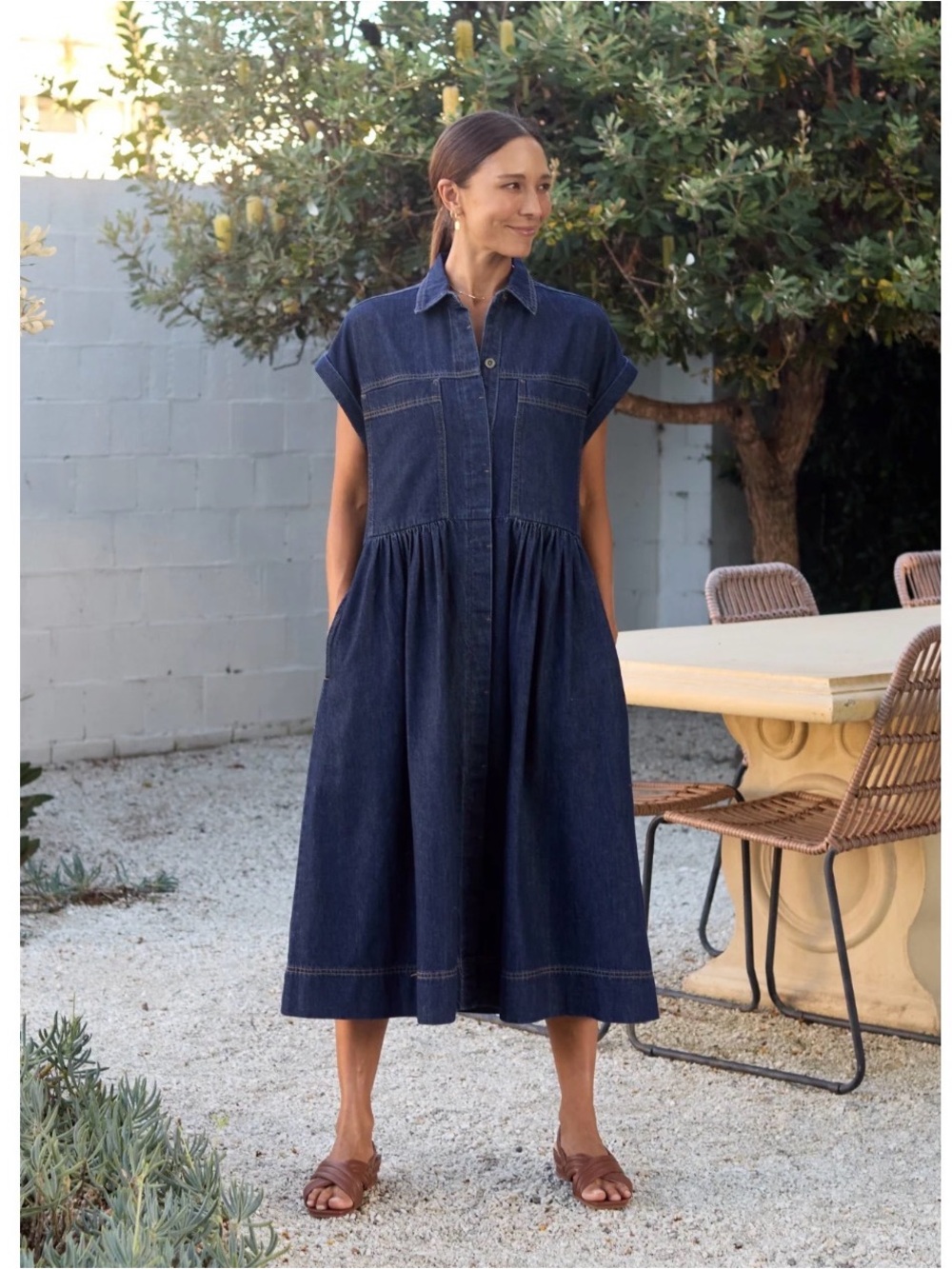 MAYE Harper Denim Dress in Indigo Size Small NWT
